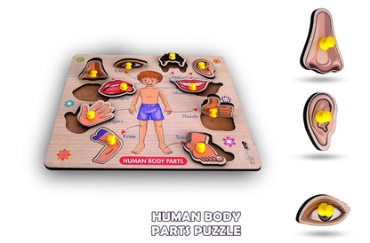Wooden Body Parts Jigsaw Puzzle for Kids (2–5 Years) | Educational Learning Board Game | Preschool & Toddler Activity Toy