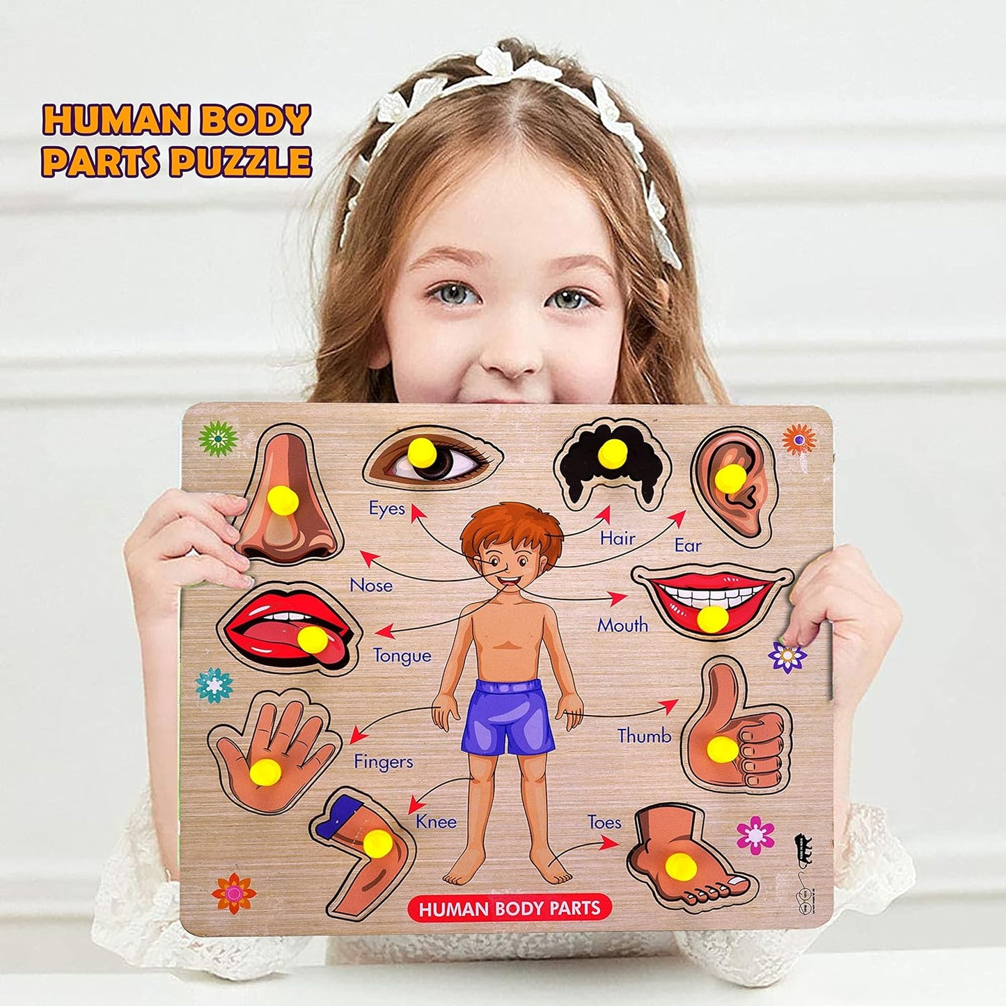 Wooden Body Parts Jigsaw Puzzle for Kids (2–5 Years) | Educational Learning Board Game | Preschool & Toddler Activity Toy