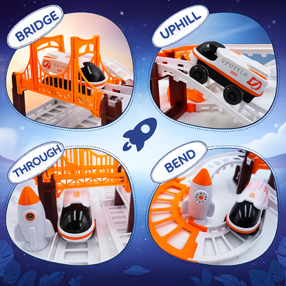 Astronaut Spaceship Track Set – Flexible Outer Space Adventure Toy with Shuttle Car for Kids