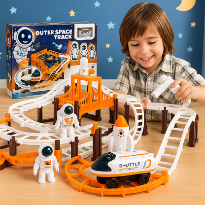 Astronaut Spaceship Track Set – Flexible Outer Space Adventure Toy with Shuttle Car for Kids