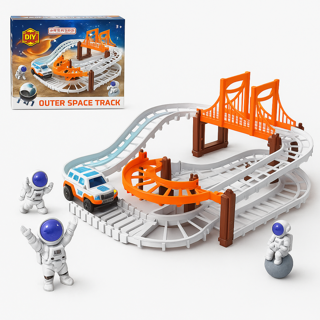 Astronaut Spaceship Track Set – Flexible Outer Space Adventure Toy with Shuttle Car for Kids