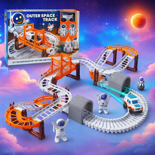 Astronaut Spaceship Track Set – Flexible Outer Space Adventure Toy with Shuttle Car for Kids