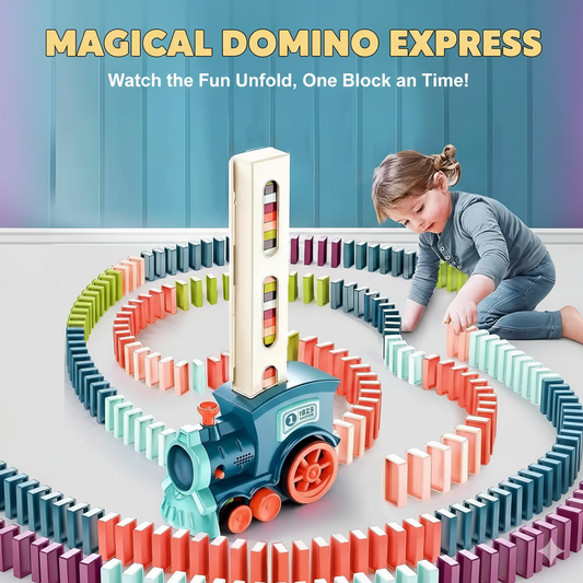 Train Toy Domino Set for Kids | BPA-Free Plastic | Automatic Domino Placement | Sound & Light Fun Train